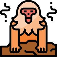 monkey snow ice cold japan - filled outline icon vector