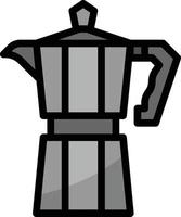 moka pot coffee cafe restaurant - filled outline icon vector