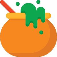 pot witch cauldron potion halloween - flat icon vector