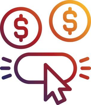 pay per click earn online - gradient icon vector