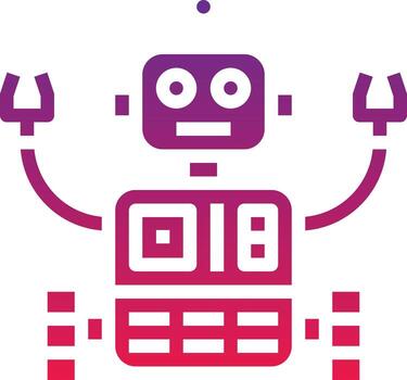 máquina robot ai inteligencia artificial - icono de gradiente sólido vector