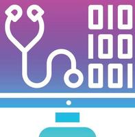 computadora de atención médica ai inteligencia artificial - icono de gradiente sólido vector