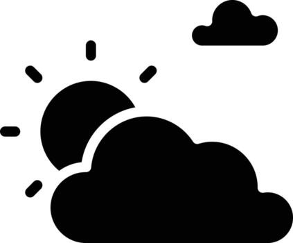 sol nubes cielo nublado - icono sólido vector
