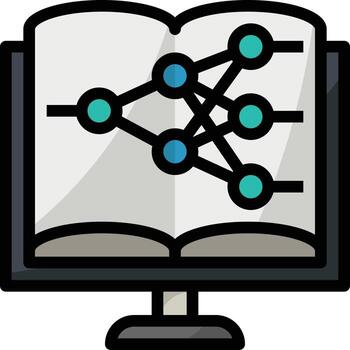 machine learning train data ai artificial intelligence - filled outline icon vector