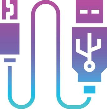 cable de conexión usb accesorio de computadora - icono sólido degradado vector