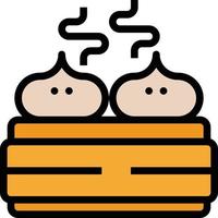 dimsun bollo al vapor bao china - icono de contorno lleno vector