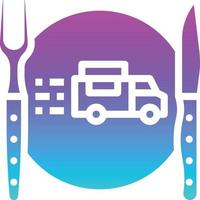 cutlery plate truck food delivery - solid gradient icon vector