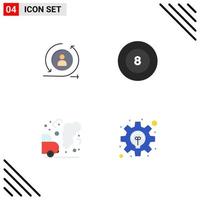 4 User Interface Flat Icon Pack of modern Signs and Symbols of returning garbage digital sport business Editable Vector Design Elements
