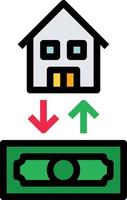 inversión de la casa de cambio de hipoteca - icono de contorno lleno vector