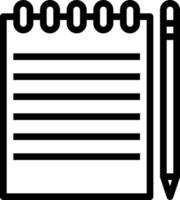 notepad pencil stationery - outline icon vector