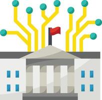 government building ai artificial intelligence - flat icon vector