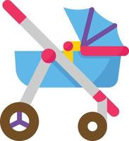 stroller carriage push baby accessories - flat icon vector