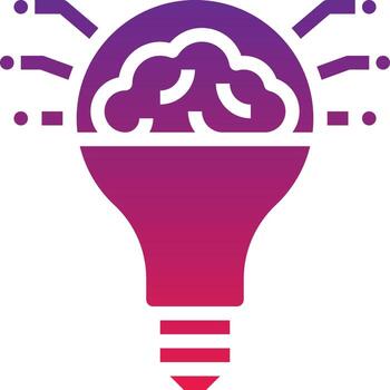 researching lighting ai artificial intelligence - solid gradient icon vector