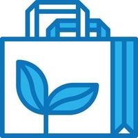 Ecología de embalaje de reciclaje de papel de bolsa - icono azul vector