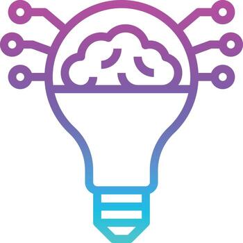 investigación de iluminación inteligencia artificial ai - icono de degradado vector