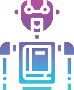 library robot ai artificial intelligence - solid gradient icon vector