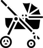 stroller carriage push baby accessories - solid icon vector