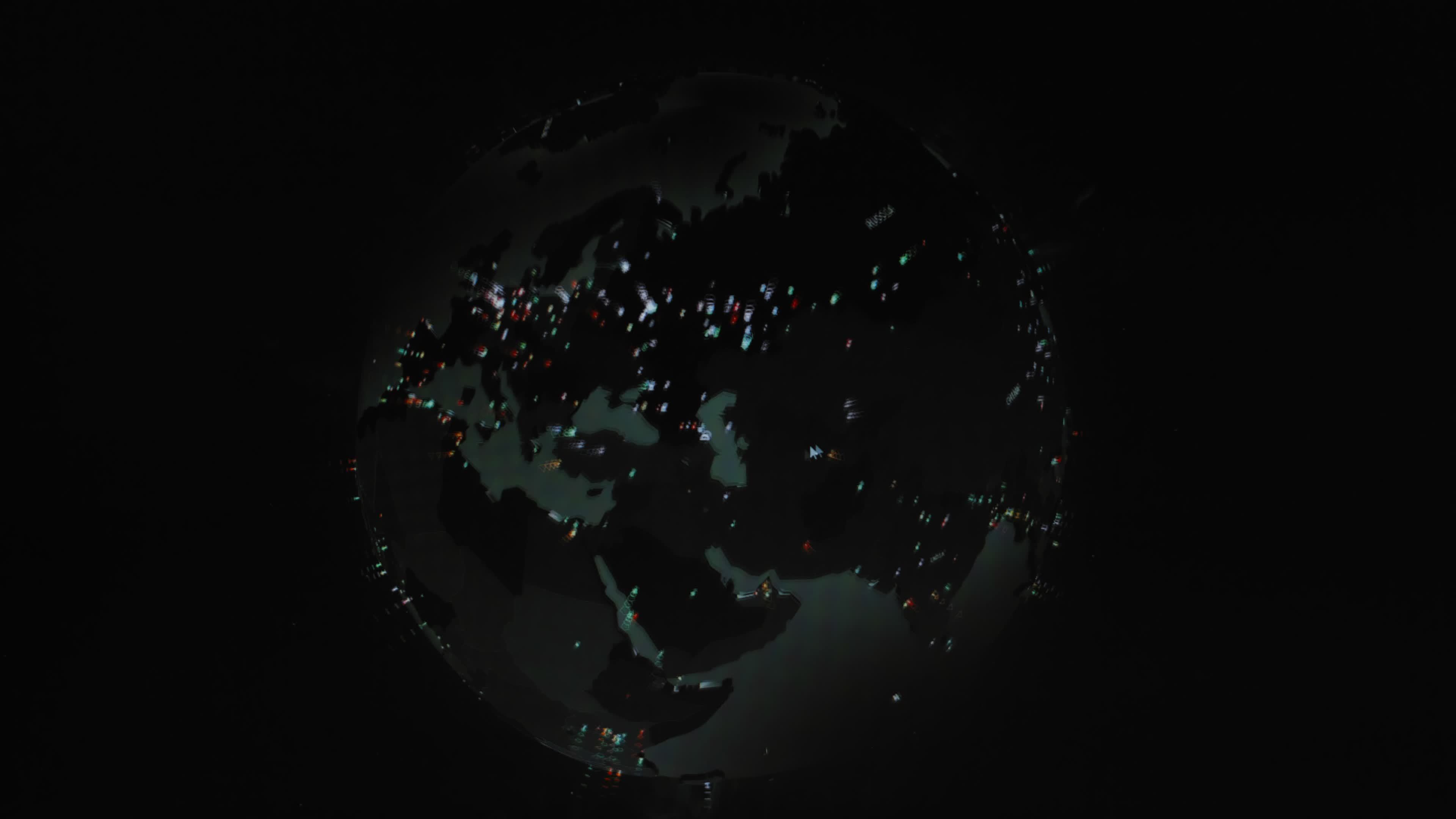 World map with different targets for cyber attack. Hacking and