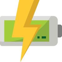 charging battery power lighting ecology - flat icon vector