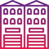 shophouse twin house building - gradient icon vector
