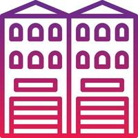 shophouse twin house building - gradient icon vector