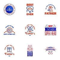 Happy Fathers Day Greeting Card 9 Blue and red Happy fathers day card vintage retro type font Editable Vector Design Elements