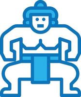 sumo fighting japan japaneses - blue icon vector