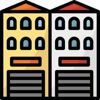 shophouse twin house building - filled outline icon vector