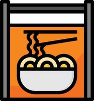 entrega de comida de ramen de caja de fideos - icono de contorno lleno vector