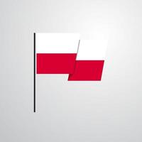vector de diseño de bandera ondeante de polonia