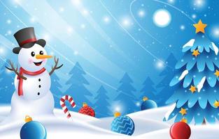 Winter with Snowman Background vector