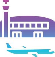 airport airplane station runway building - solid gradient icon vector