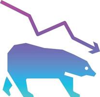 bajar el mercado de inversión bursátil - icono sólido degradado vector