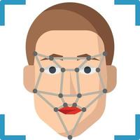 escaneo de reconocimiento facial ai inteligencia artificial - icono plano vector