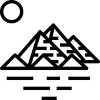 pirámide de giza, egipto, hito, desierto, -, contorno, icono vector