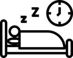 hora de dormir cama dieta nutrición - icono de contorno vector