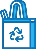 bag reusable recycle shopping ecology - blue icon vector