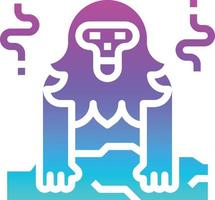 monkey snow ice cold japan - solid gradient icon vector