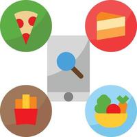 búsqueda de entrega de alimentos de aplicaciones móviles - icono plano vector