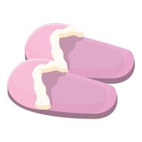 Slippers with fur icon, cartoon style vector