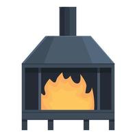 vector de dibujos animados de icono de horno de pizza. restaurante en llamas
