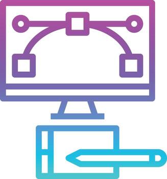 computadora de monitor creativo de diseño gráfico - icono de degradado vector