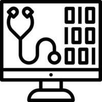 computadora de atención médica ai inteligencia artificial - icono de contorno vector