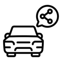 icono de uso compartido de coche, estilo de esquema vector