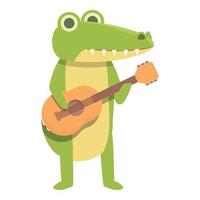 vector de dibujos animados de icono de guitarra de juego de cocodrilo. lindo cocodrilo