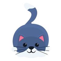 Playful cat ready icon, cartoon style vector