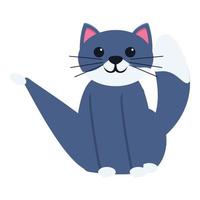 Playful cat sitting icon, cartoon style vector