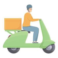 Scooter courier icon cartoon vector. Delivery man vector