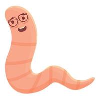 Worm in glasses icon cartoon vector. Pink mascot vector