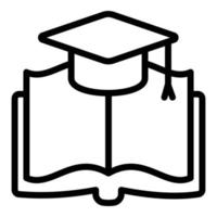 Graduated open book icon, outline style vector